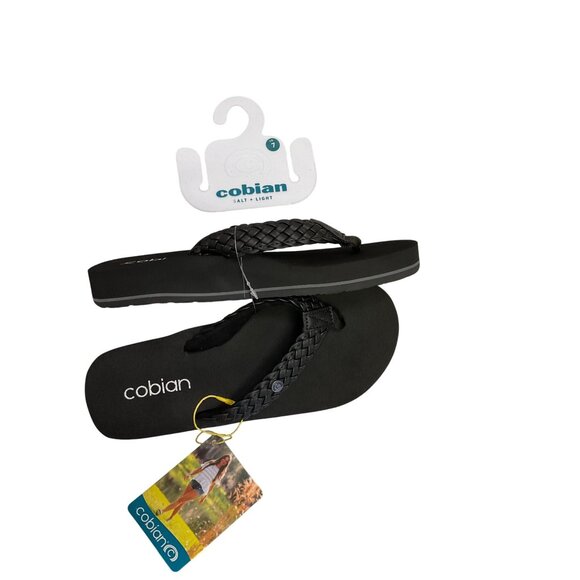 Cobian Womens Braided Black Flip-Flops Size 7 Durable Comfortable Beach Sandals - Picture 4 of 4